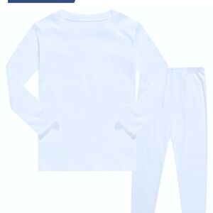 UNISEX White Long Sleeve Pajamas Set